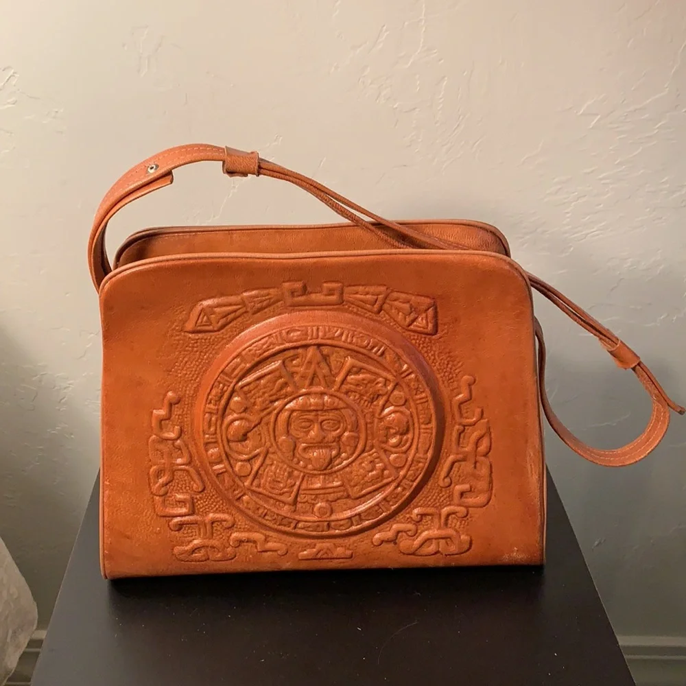 Leather Handbag Vintage Tooled Leather